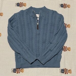 Rachel Riley Toddler boys Blue Cable Knit Sweater half zip size 4T